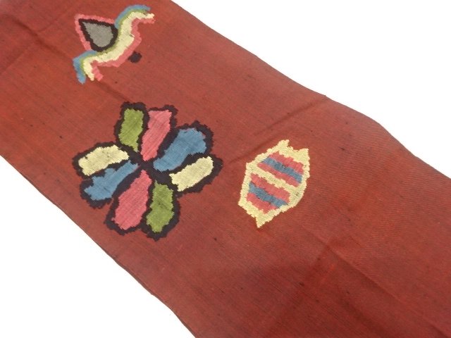 JAPANESE KIMONO / TSUMUGI ABSTRACT PATTERN WEAVE NAGOYA OBI